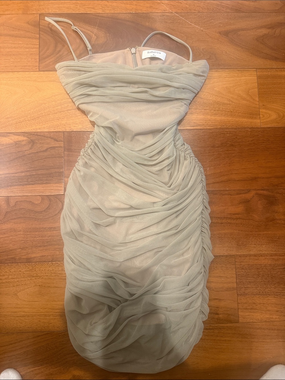Aritzia babaton Sage Ruched Mesh Bodycon Dress